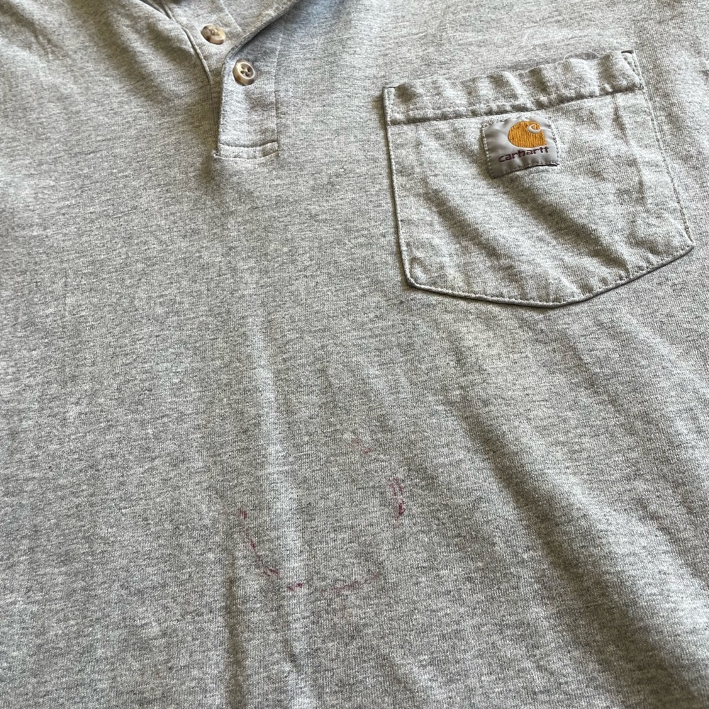 Carhartt Shirt Mens XL Grey Loose Fit Crew Neck Long Sleeve Pocket Utility - Picture 2 of 5